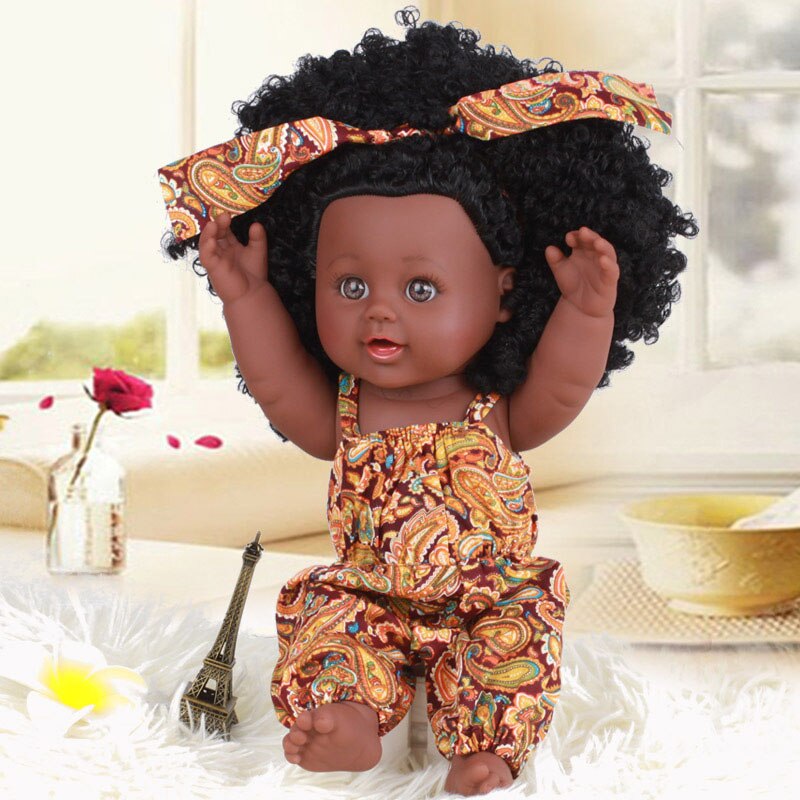 Black Baby Doll with Colorful Dress and Bow