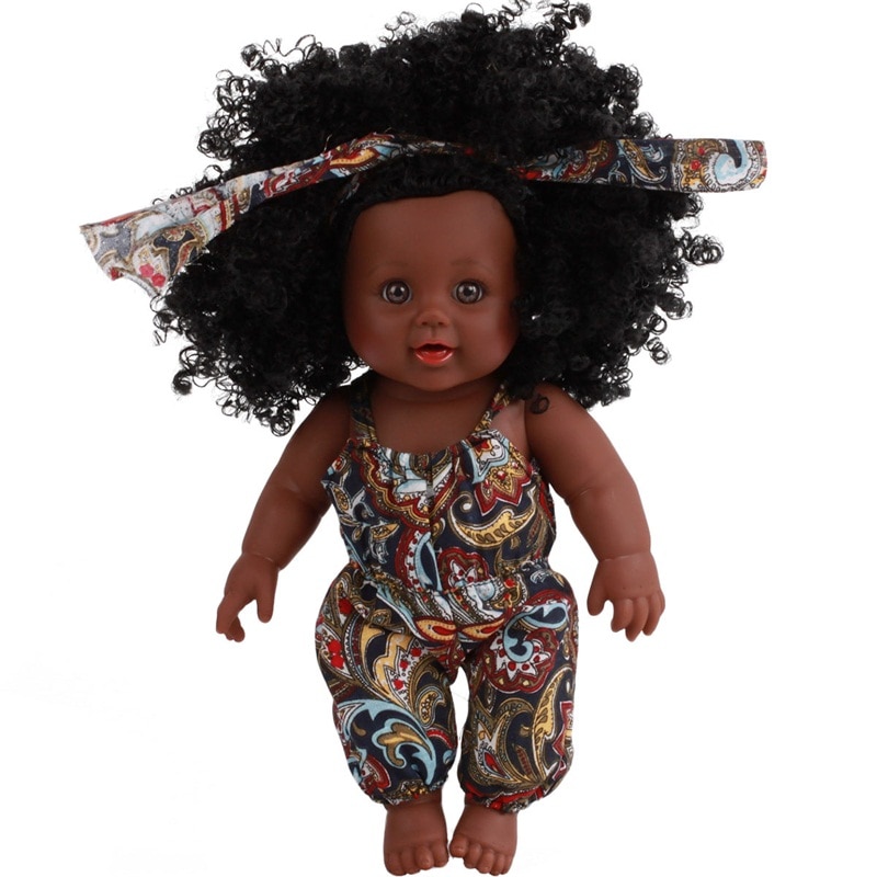 Black Baby Doll with Colorful Dress and Bow