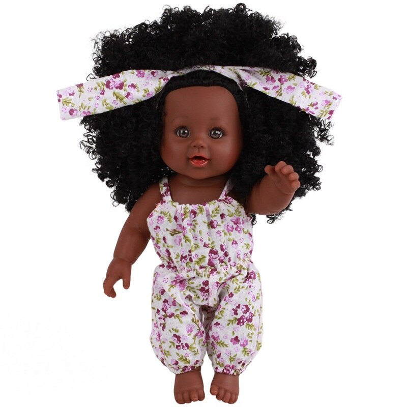 Black Baby Doll with Colorful Dress and Bow