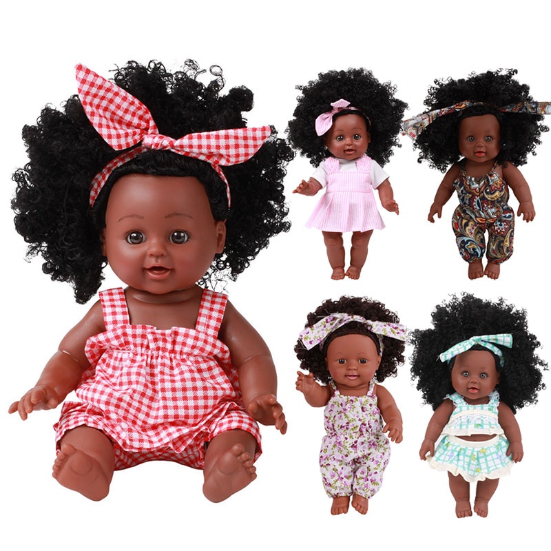 Black Baby Doll with Colorful Dress and Bow