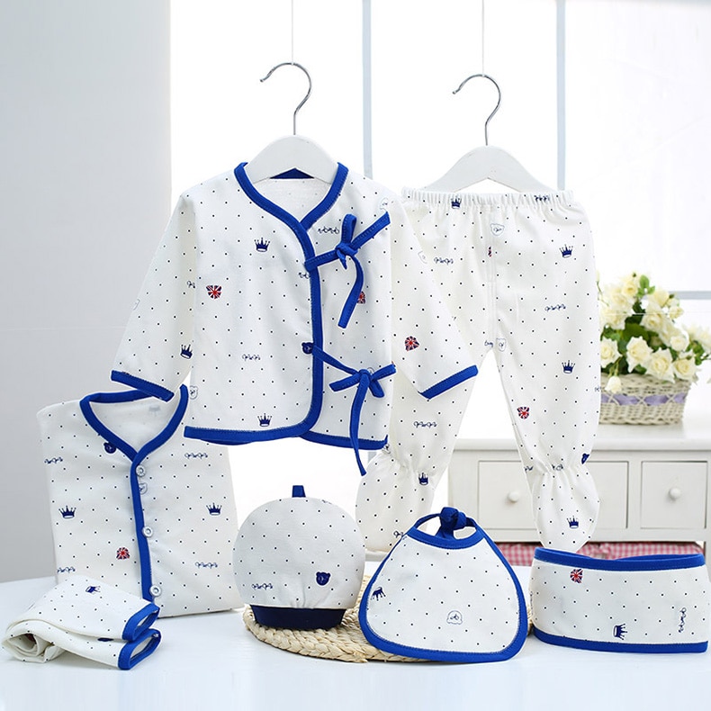 Newborn Baby's Cotton Clothing 7 Pcs Set
