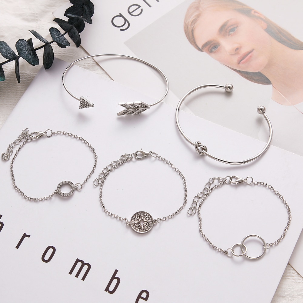 Multilayered Bracelet for Women Set 5 Pcs