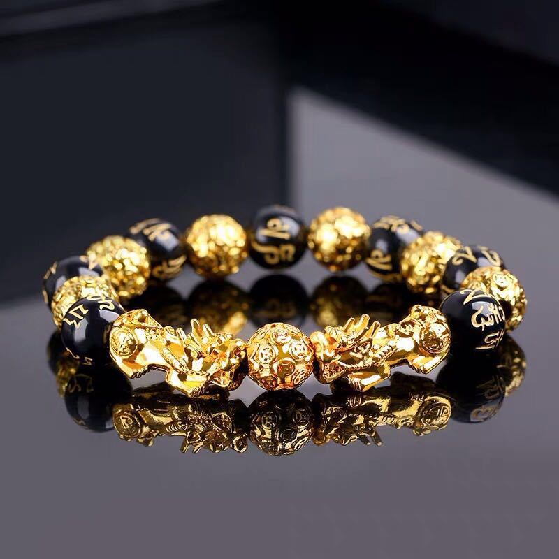 Buddhism Obsidian Stone Beaded Bracelet