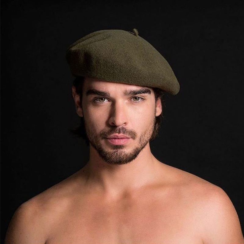 Men's Solid Color Wool Beret Hat