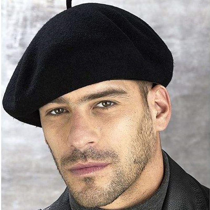 Men's Solid Color Wool Beret Hat
