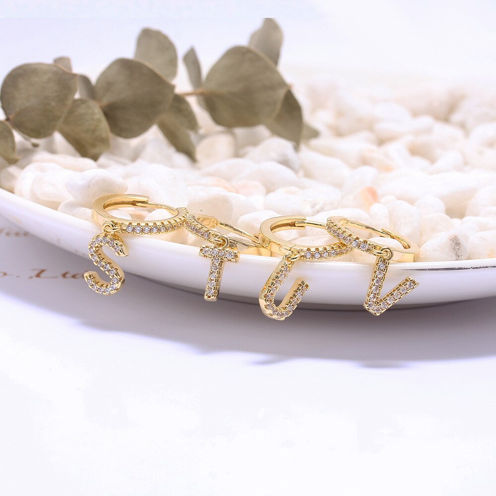 Women's Initial Hoop Earrings