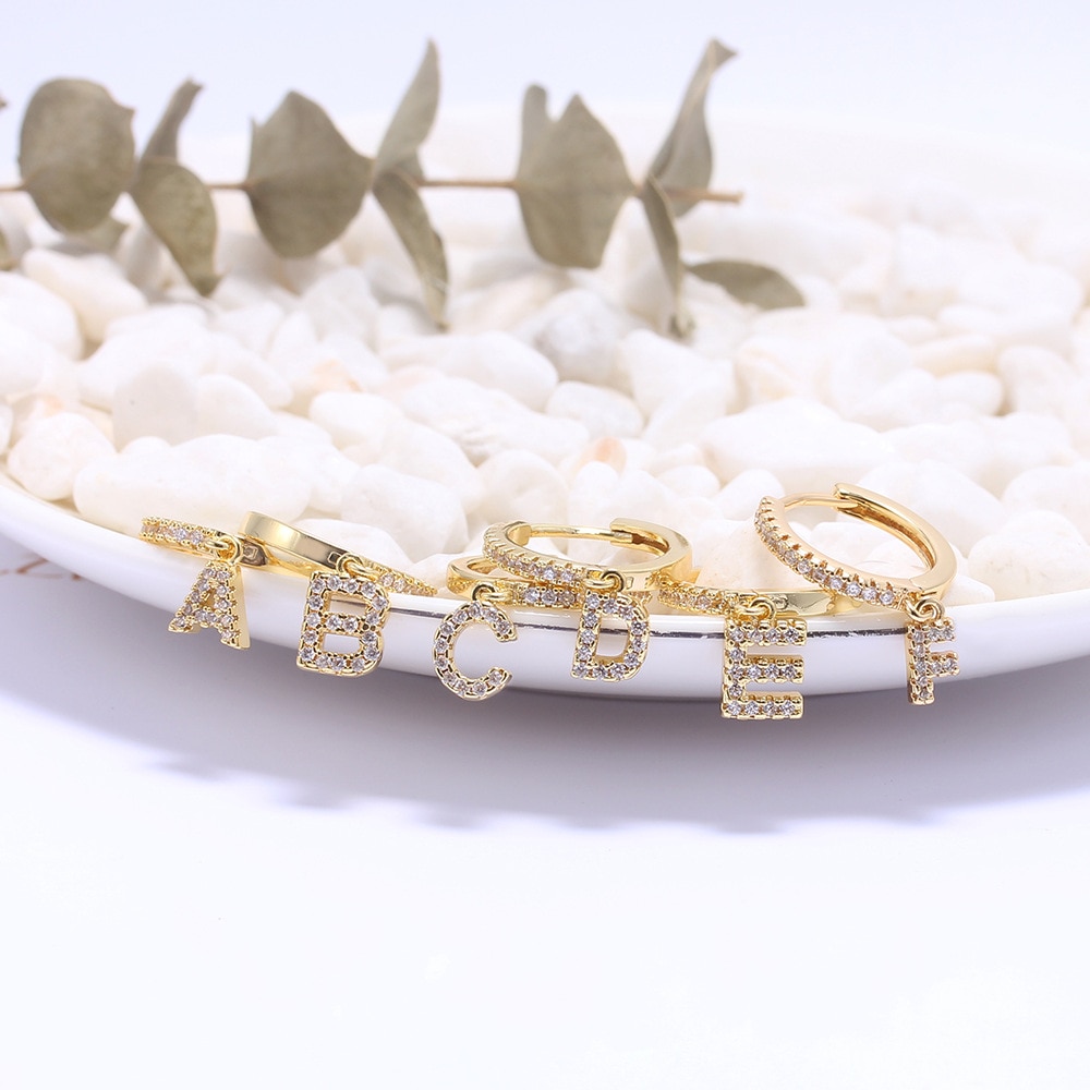 Women's Initial Hoop Earrings