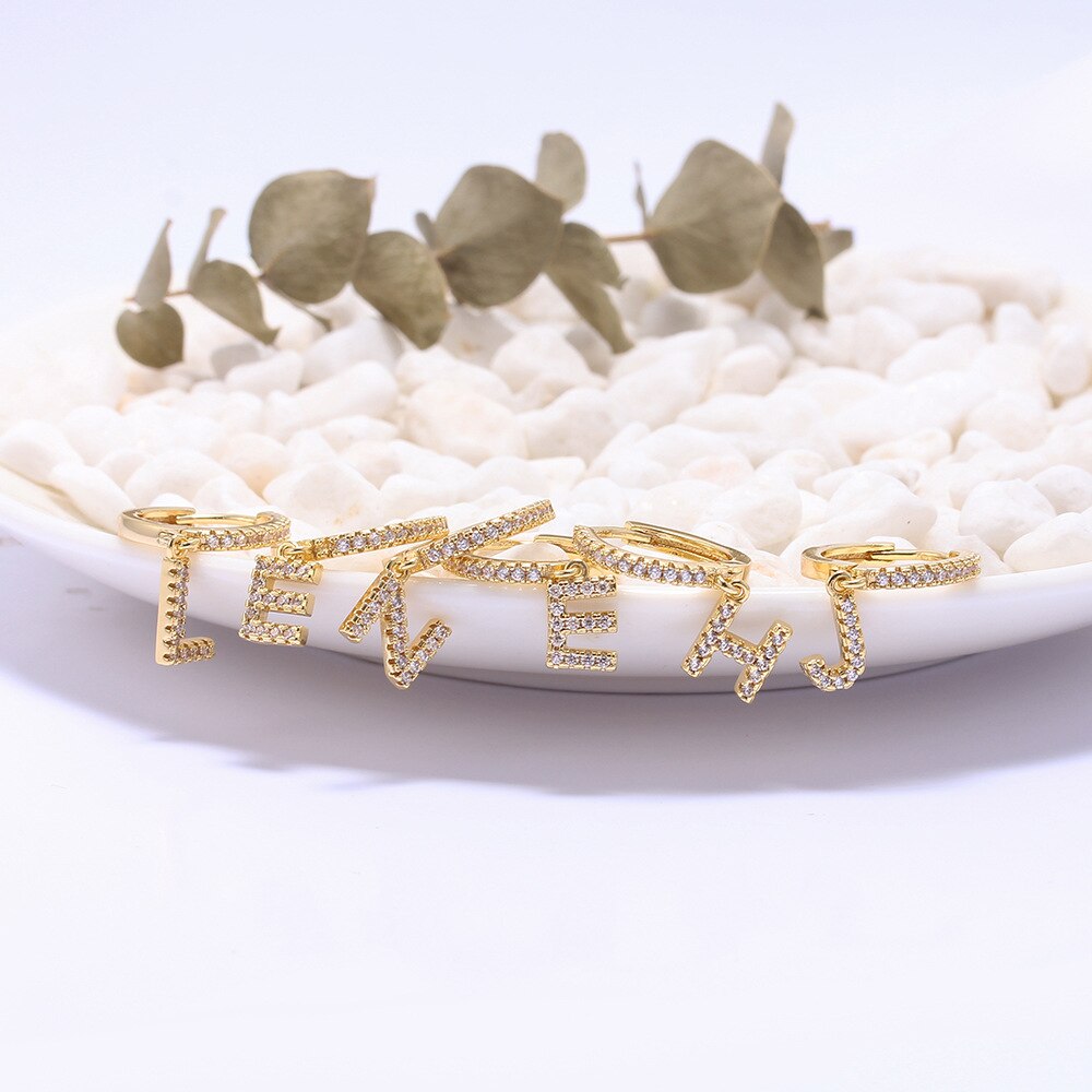 Women's Initial Hoop Earrings