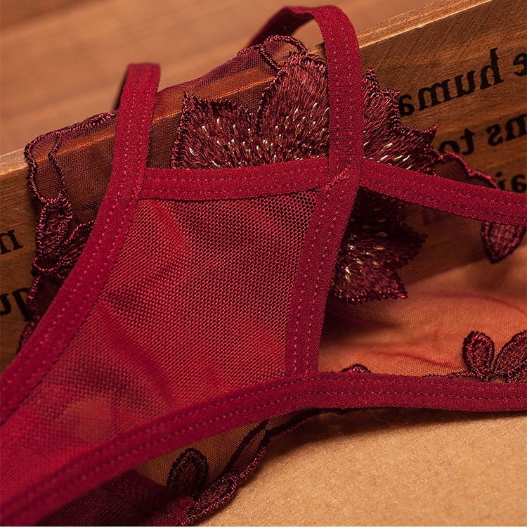 Women's Floral Embroidered Transparent Thongs