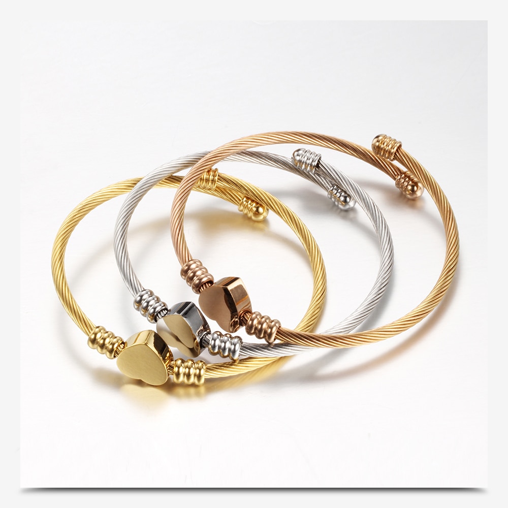 Women's Heart  CharmTwisted Cable Bracelet