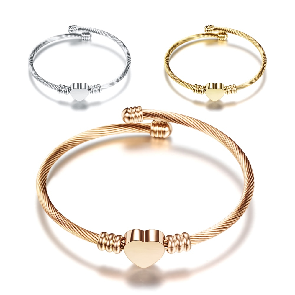 Women's Heart  CharmTwisted Cable Bracelet