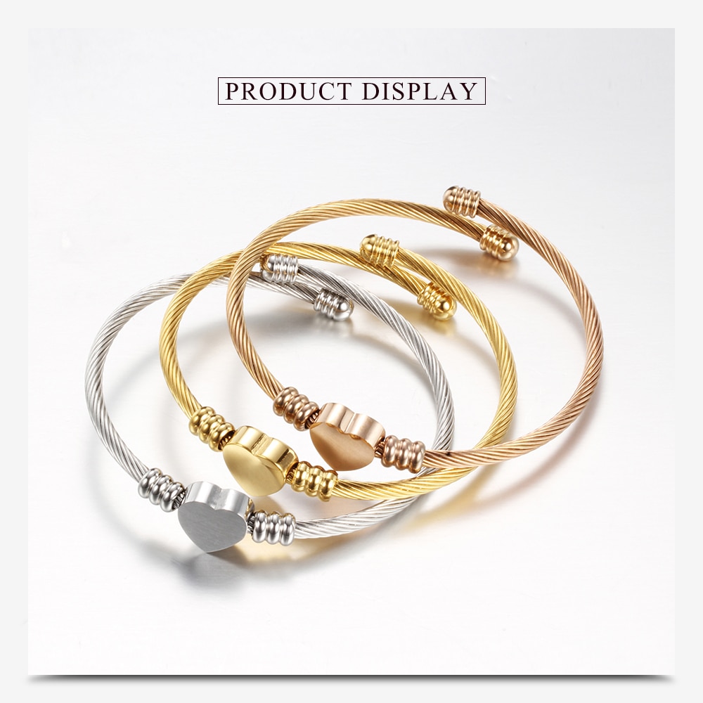 Women's Heart  CharmTwisted Cable Bracelet